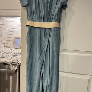 Zara Teal Jumpsuit with Cream Belt